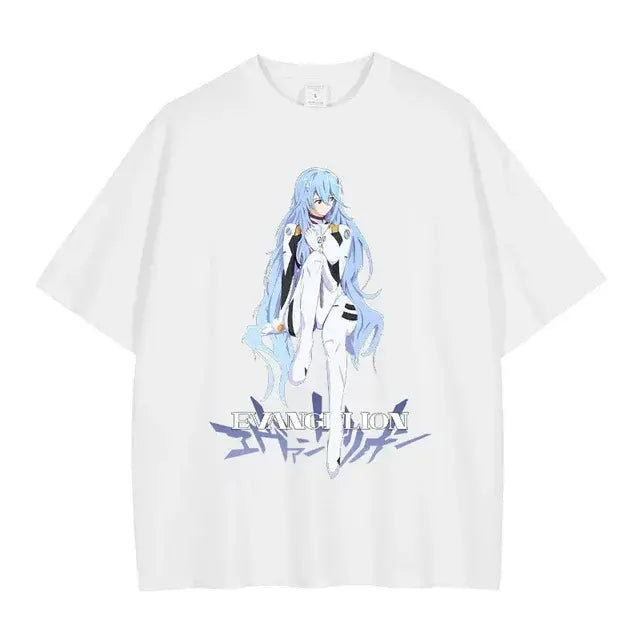 EVA T-shirt Vintage Washed Anime EVA magliette oversize NEON GENESIS EVANGELION Manga Ayanami Rei Asuka maglietta Nagisa top Tees