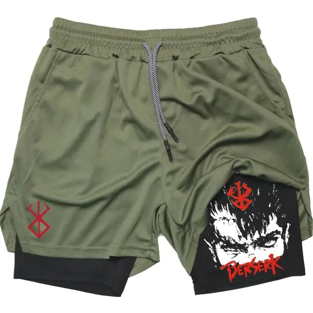 Anime Berserk Quick Dry Performance Multiple Pockets Sports Short