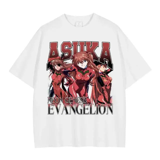 EVA T-shirt Vintage Washed Anime EVA magliette oversize NEON GENESIS EVANGELION Manga Ayanami Rei Asuka maglietta Nagisa top Tees