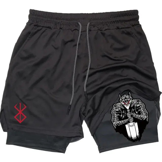 Anime Berserk Quick Dry Performance Multiple Pockets Sports Short