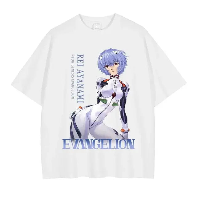 EVA T-shirt Vintage Washed Anime EVA magliette oversize NEON GENESIS EVANGELION Manga Ayanami Rei Asuka maglietta Nagisa top Tees