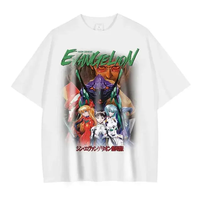 EVA T-shirt Vintage Washed Anime EVA magliette oversize NEON GENESIS EVANGELION Manga Ayanami Rei Asuka maglietta Nagisa top Tees