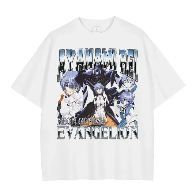 EVA T-shirt Vintage Washed Anime EVA magliette oversize NEON GENESIS EVANGELION Manga Ayanami Rei Asuka maglietta Nagisa top Tees