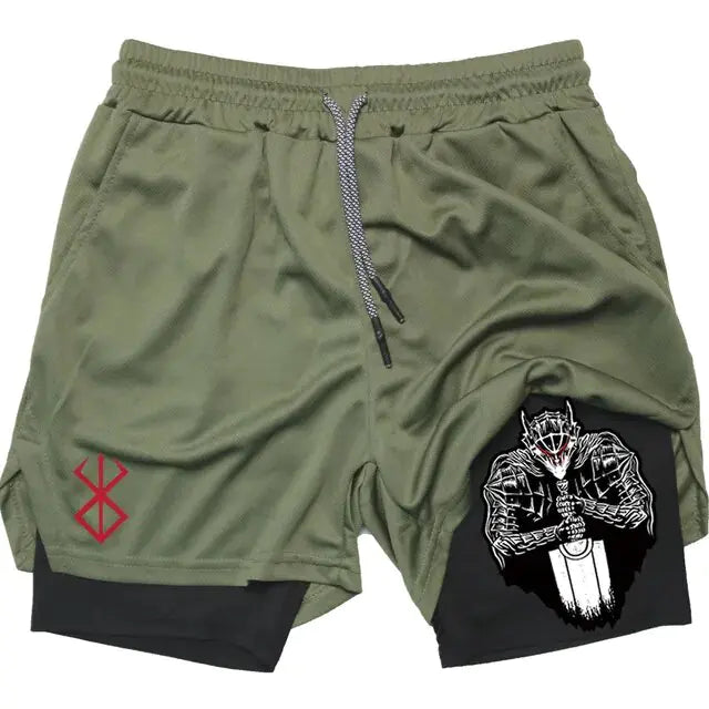 Anime Berserk Quick Dry Performance Multiple Pockets Sports Short