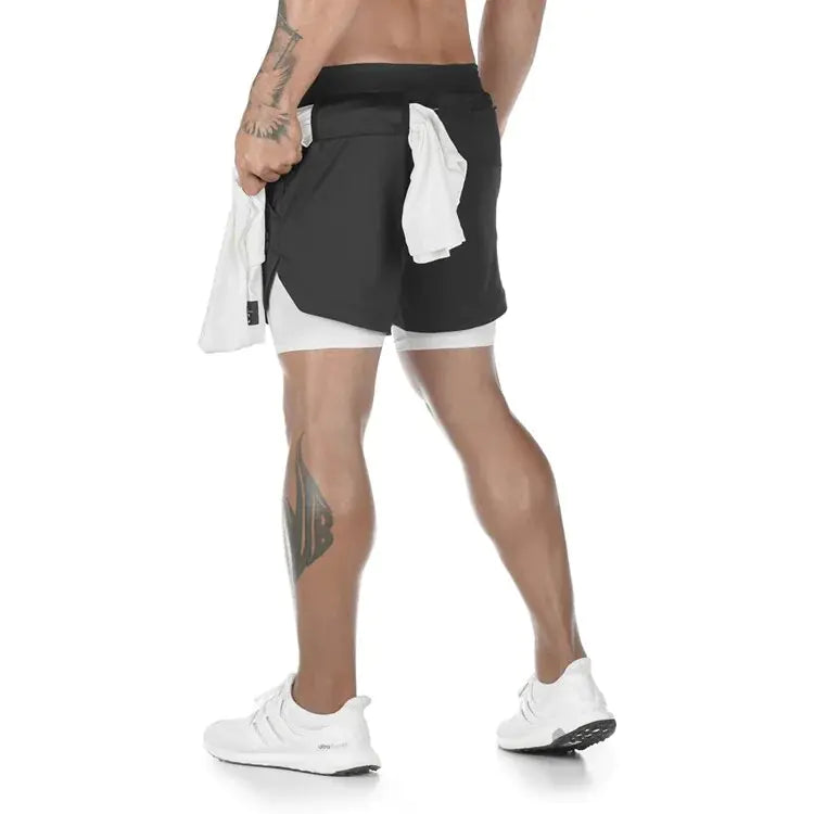 Anime Running Shorts Men Fitness Gym Training 2 in 1 Sports Shorts