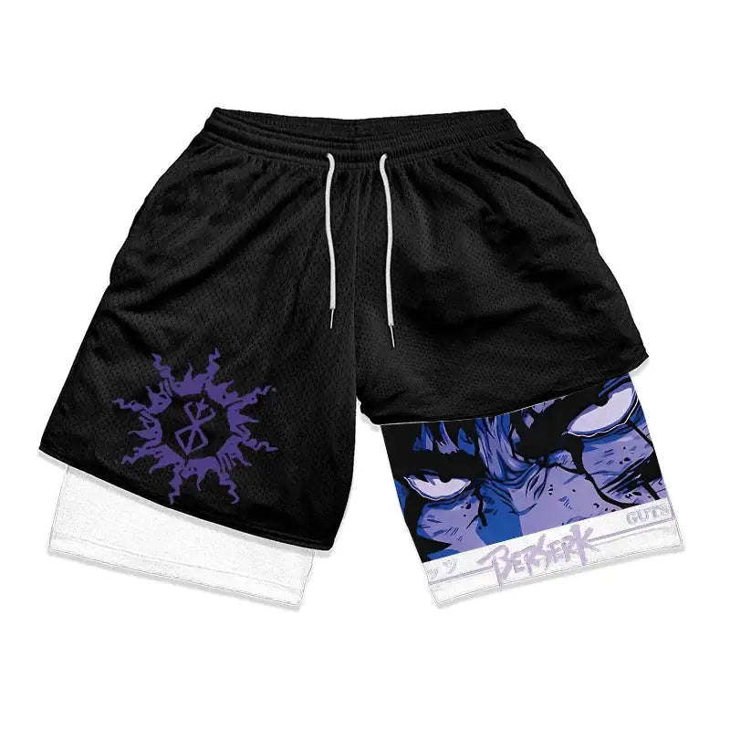 Anime Berserk 2 in 1 Gym Shorts for Men