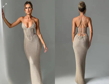 Backless Knitted Maxi Dress