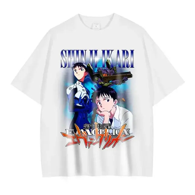 EVA T-shirt Vintage Washed Anime EVA magliette oversize NEON GENESIS EVANGELION Manga Ayanami Rei Asuka maglietta Nagisa top Tees