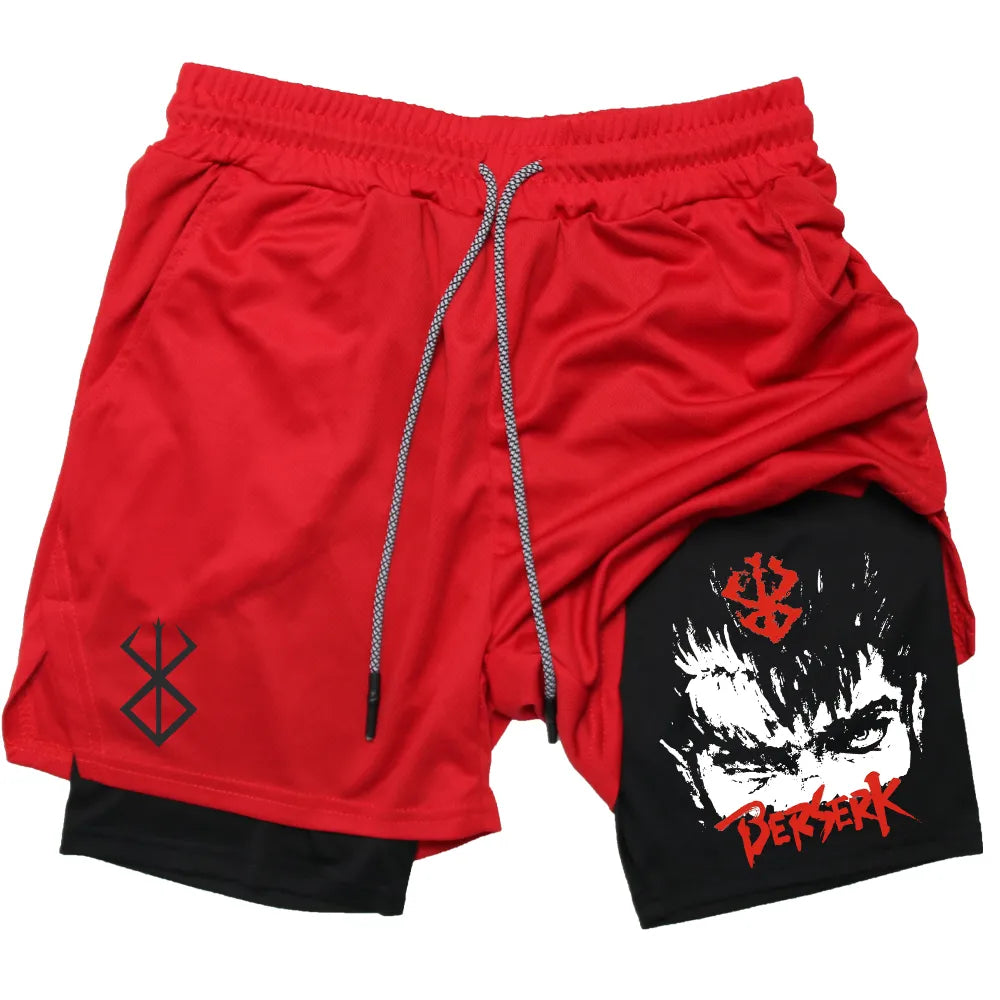 Anime Berserk Quick Dry Performance Multiple Pockets Sports Short