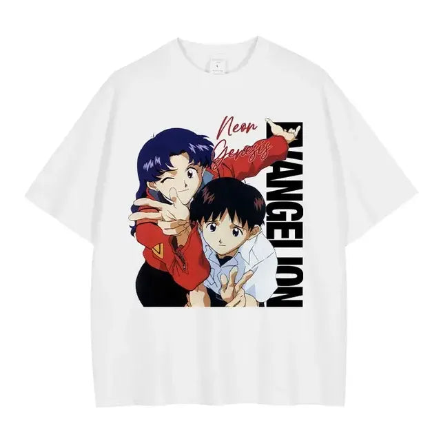 EVA T-shirt Vintage Washed Anime EVA magliette oversize NEON GENESIS EVANGELION Manga Ayanami Rei Asuka maglietta Nagisa top Tees